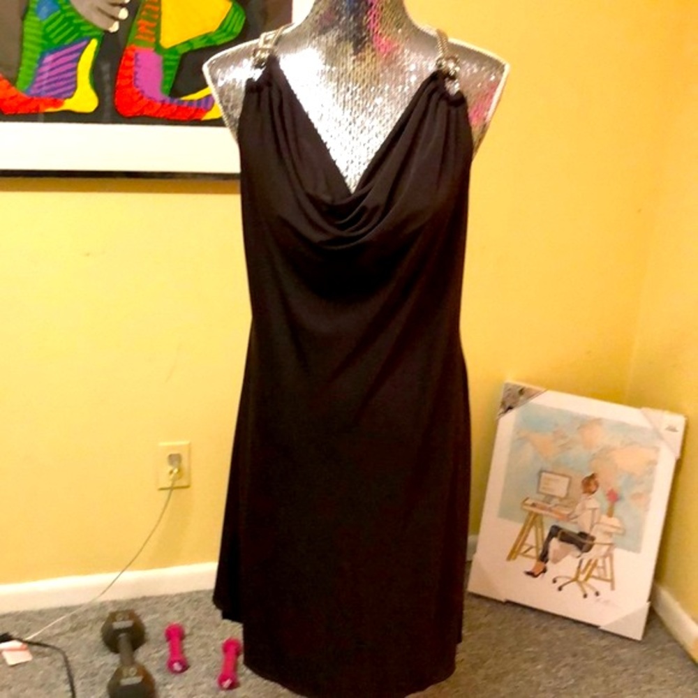Essentials Brown Dress With Silver Braided Links